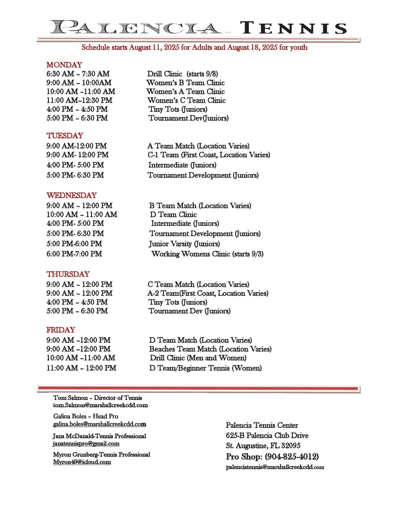 Schedule Fall 2025